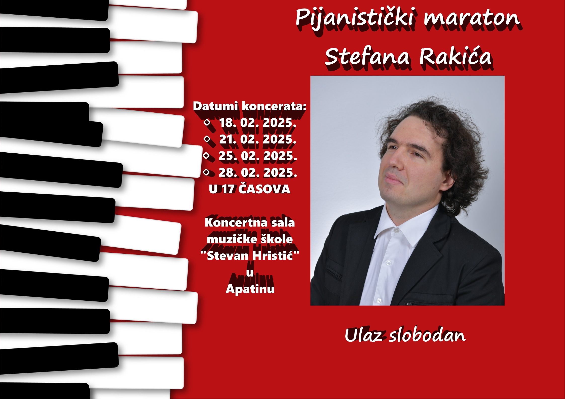 🎹 Poziv na koncerte – Pijanistički maraton u Apatinu 🎹